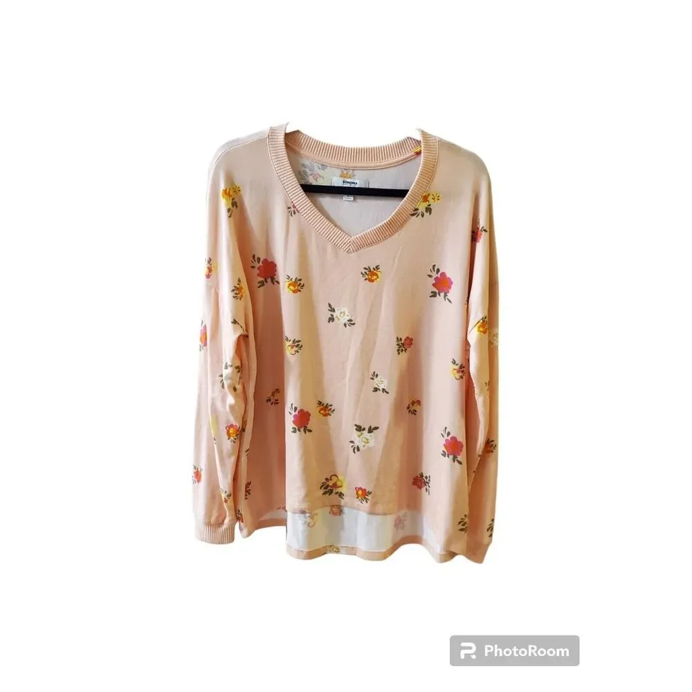 Sonoma Women Size L 2pc Sleepwear Knit Pajama PJ Set Long Floral NWOT